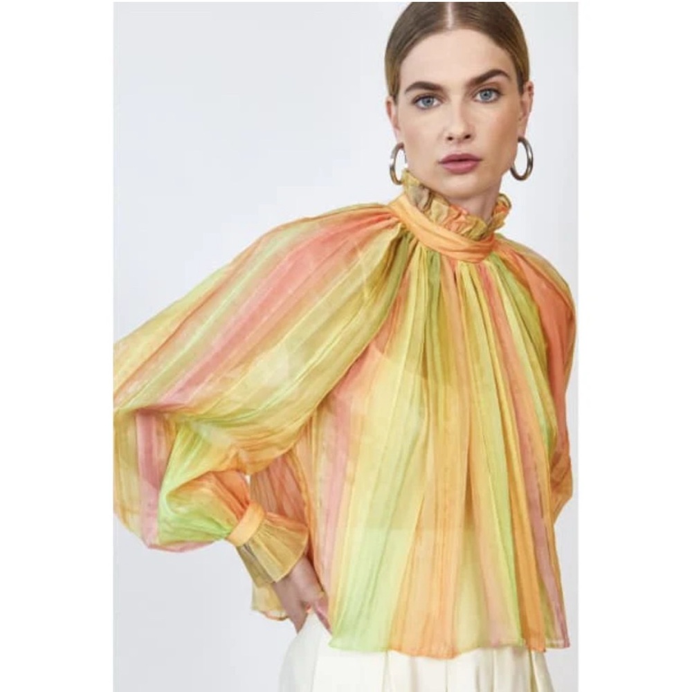 HUNTER BELL Yellow and Orange Ruffled Oversized Blouse